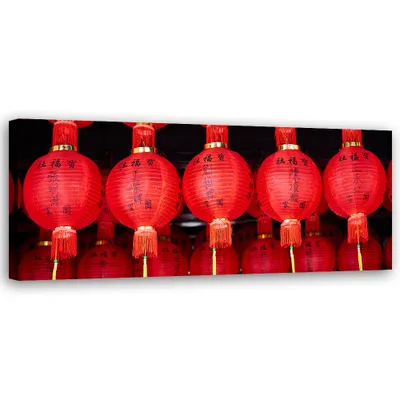Produktbild von Leinwandbild Japanische Laternen 150x50 Feeby Rot bild für die wand bereit zum aufhängen