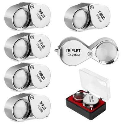 Image de 6 loupes de bijoutier - Verre de grossissement 10x pour bijoutiers et collectionneurs