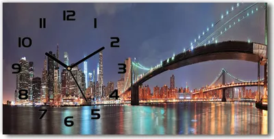 Produktbild von Wanduhr aus Glas – 60x30 cm - Glasbild - Glasuhr - Gehärtetes Glas - schwarze-zeiger - Manhattan New York