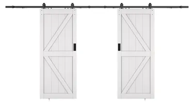 Produktbild von Doppel-Schiebetür mit Laufschienensystem - Holz & MDF - Weiß - 2 x 205 x 93 cm - NEFARA