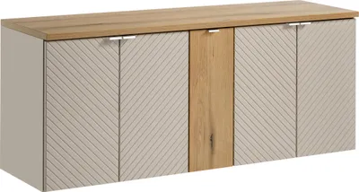 Zdjęcie produktu dla Szafka Łazienkowa 140 Cm Blat Dąb Kaszmir Ciche Domykanie Elegancja