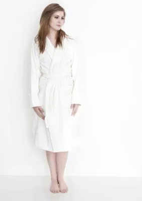 Immagine prodotto di ETÉREA® Accappatoio donna e uomo morbido in 100% cotone velour tinta unita - Accappatoio sauna donna e uomo - Accappatoio donna - Accappatoio sauna unisex morbido e si asciuga rapidamente - Bianco taglia S
