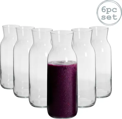 Produktbild von Argon Ta 6 Stück Brocca Glas Wasser Karaffe Set - Karaffe Krug für Wasser, Wein, Eistee - 1.2L