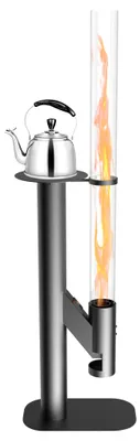 Produktbild von YARDIN stabiler Garten Raketenofen in schwarzer Optik aus Kohlenstoffstahl, langlebiger Holzofen mit 100 mm Glasrohr für vielfältige Außenbereiche