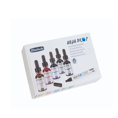 Produktbild von Schmincke Aqua Drop Karton-Set 5x 30ml Farben + LINER 78105097
