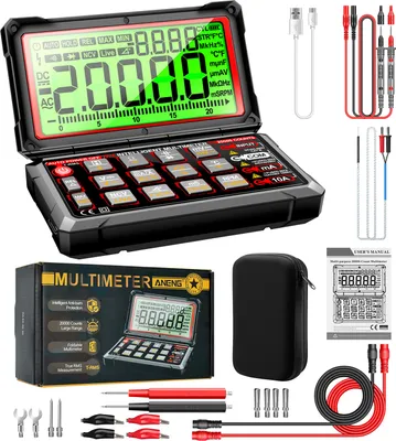 Produktbild von Multimetr automatyczny ANENG 623, multimetr cyfrowy, 20 000 zliczeń, rpm, mS, PLUSE, pomiar kąta zamknięcia silnika, wykrywanie NCV, multimetr napięcia/prądu AC/DC, przewody prądowe/test diody z 5,15-calowym, składanym ekranem 180′ã i przewodem kombinowanym 16 w 1