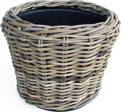 Produktbild von VAN DER LEEDEN DRYPOT® Rattan Pflanzkübel Grau Ø 36 cm - Sylter Körbe