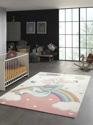 Produktbild von Kinderteppich Meerjungfrau Prinzessin pastell Größe - 160 x 230 cm