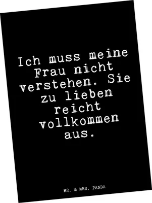 Produktbild von Mr. & Mrs. Panda Postkarte Ich muss meine Frau... - Schwarz - Geschenk, Ansichtskarten, Freund, Grußkarte, Hochzeitstag, Postkarten, Sprüche, Ansichtskarte, Ehefrau