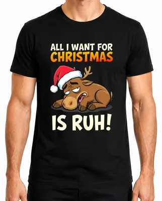 Imagen del producto de Camiseta para hombre, diseño "Ruh", con motivos navideños de un reno divertido, color , talla S