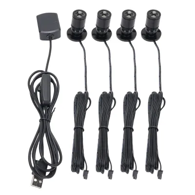 Obrázok produktu pre 4 mini reflektory 90 lm USB 360° otočné interiérové reflektory Akcentné osvetlenie vitrín, šperkovníc, veránd