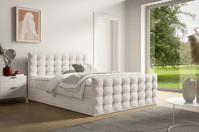 Obrázek produktu pro Čalouněná postel 200x200 ELPIDA - béžová + topper