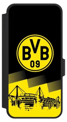 Produktbild von NIVOCASE Klapphülle für Samsung Galaxy A37 5G  Handyhülle aus Kunst Leder NIVOflip schwarz BVB Borussia Dortmund Stadion