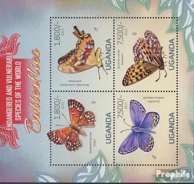 Produktbild von Briefmarken Uganda 2013 Mi 3015-3018 Kleinbogen (kompl.Ausg.) postfrisch Schmetterlinge