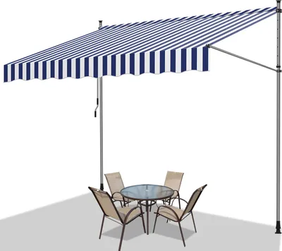 Produktbild von Aopunly Klemmmarkise Markise Balkon UV-beständig wasserdicht Blau Weiß 400cm