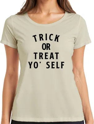 Produktbild von TRICK OR TREAT YO' SELF Halloween Spruch Lustig Geschenk Party Damen T-Shirt, Natur, L