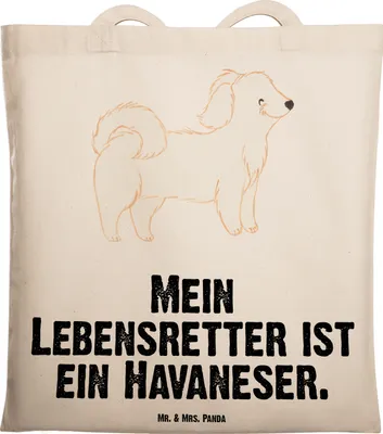 Produktbild von Mr. & Mrs. Panda Shopping Tasche Havaneser Lebensretter - Transparent - Geschenk, canvas, Bichon Havanais, Einkaufstasche, Bichón Habanero, Laptoptasche, Stoffbeutel