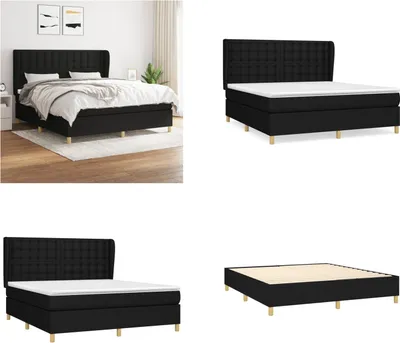 Immagine prodotto di vidaXL Letto a molle con materasso nero 180x200 cm in tessuto - Letto a molle - Boxspringbetten - Bett - Schlafzimmermöbel
