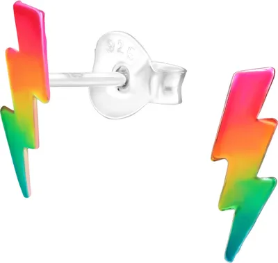Produktbild von Ohrringe 925er Sterling Silber Ohrstecker mit Regenbogen Blitz