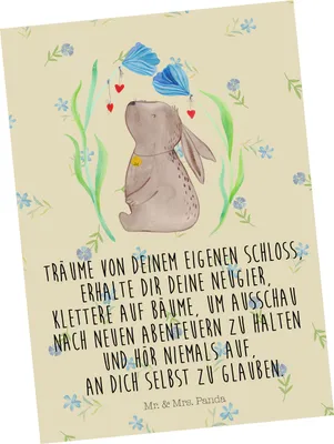 Produktbild von Mr. & Mrs. Panda Grußkarte Hase Blume - Blumig - Geschenk, Kunstkarten, Geburtstag, Postkarten, Ostern, Ansichtskarte, Kaninchen, Geburt, Ansichtskarten, Schwangerschaft