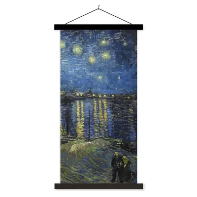 Produktbild von MuchoWow® Textilposter Sternennacht über dem Orsay Paris - Vincent Van Gogh 60x120 cm mit schwarzem Rahmen - Magnete