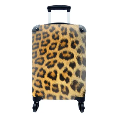 Produktbild von MuchoWow® Koffer Handgepäck Trolley Rollkoffer Kleine Reisekoffer mit 4 Rollen - Leopard - Fell - Haar - Cabin Size < 55x40x23 cm & 55x40x20 cm - Fotokoffer - Kabinenkoffer - Boardgepäck - Reise-Box - Reisekoffer - Reisegepäck - Koffer mit Bild - Trolley für Kinder