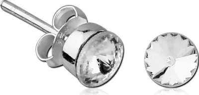Produktbild von viva-adorno 1 Paar Damen Ohrringe Mädchen Ohrstecker 925 Silber Kristall rund klar Z533.D2