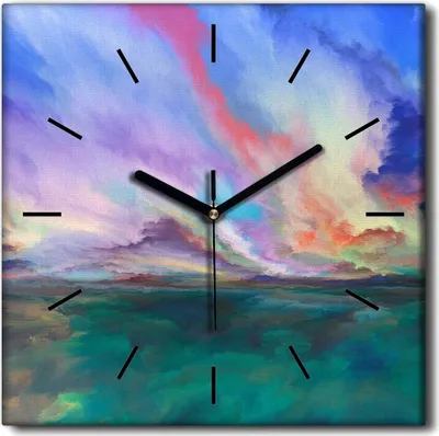 Produktbild von Coloray Uhr auf Leinwand 30x30 cm Wand Uhr Dekoration Wohnzimmer Segeltuch schwarze Hände -Abstraktionslandschaft.