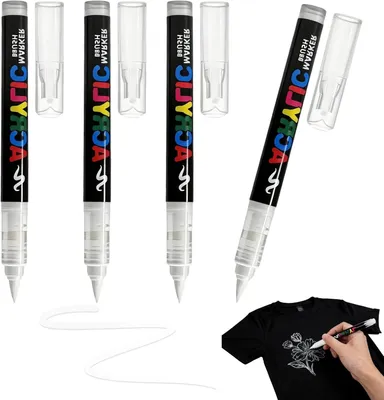 Zdjęcie produktu dla Markery do tkanin, białe, permanentne, kredki woskowe, zestaw 4 sztuk, końcówka 1-6 mm, do rękodzieła i odzieży