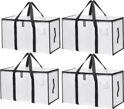 Produktbild von 4 Pack Clear Clothes Storage Bags Water Resistant Thickened Storage Bag, 88L Large Foldable Packing Boxes Wardrobe Organizer Moving Bags for Bedding Clothes Blanket Duvet Toys