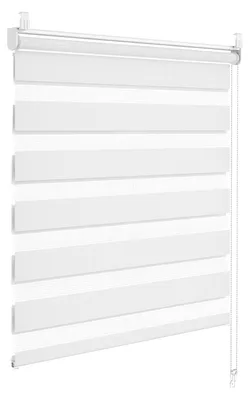 Imagen del producto de Persiana enrollable doble - Para ventanas y puertas - Sin necesidad de taladrar - Semitransparente - 60 x 120 cm - Blanco