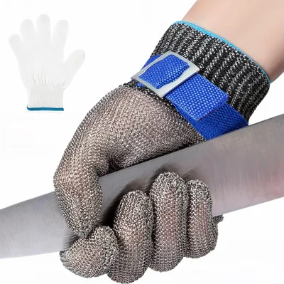Produktbild von Anti-Schneid-Metallhandschuhe Schneiden und Schlachten Kettensägenbetrieb Arbeitsschutz Handschutz Edelstahldrahthandschuhe