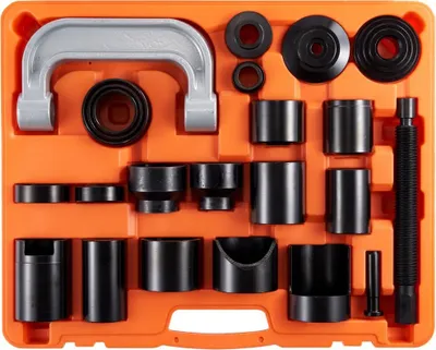 Produktbild von 23-teiliges Traggelenk-Kugelgelenk-Abzieher- und Ausdrücker-Set, 520 x 430 x 90 mm - Universelles Kugelgelenk-Auspresswerkzeug-Set aus Kohlenstoffstahl - Kfz-Werkzeugset mit Koffer - Kugelgelenk-Abzieher
