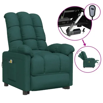 Produktbild von vidaXL Elektrischer Massagesessel Dunkelgrün Stoff