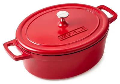 Productafbeelding van Ovale braadpan met deksel, 38 cm, 11 liter, geschikt voor inductie, gietaluminium, keramische antiaanbaklaag, rood