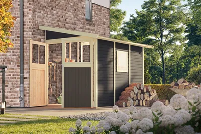 Produktbild von Karibu Gartenhaus Gerätehaus Wandlitz 3 terragrau 181x268x230 cm