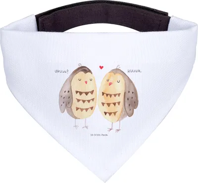 Produktbild von Mr. & Mrs. Panda Tuch Eulen Liebe - Weiß - Geschenk, glücklich, Halstuch, Hunde, Schal Hund, Owl, Für, Eule