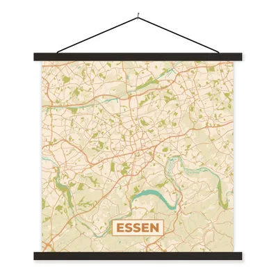 Produktbild von MuchoWow® Textilposter Essen - Jahrgang - Stadtplan - Karte 40x40 cm mit schwarzem Rahmen - Fotos