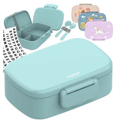 Produktbild von Brotdose Kinder mit Fächern, BPA frei, Lunchbox, Bento box, Brotbox, Brotdose Mädchen & Jungen, Snackbox mit Trennfächern, Vesperbox - mint