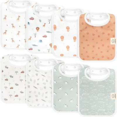 Image de Bavoirspour bébés, lot de 8, ultra-absorbants, ultra-doux