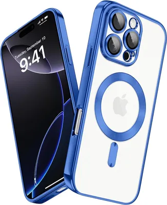Produktbild von Handyhülle für iPhone 16 Pro Max mit Magsafe und Kameraschutz, Magnetisch Ultra Dünn Klar Überzug Schutzhülle Blau