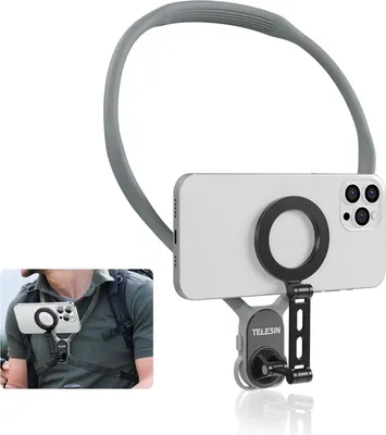 Produktbild von Magnetische Nackenhalterung für Telefone, Nacken-Telefonhalter POV/Vlog Selfie Halterung mit Befestigungsgurt, schützendes Smartphone,für iPhone 15 14 13 12 Seires Android Phones