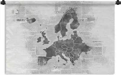 Produktbild von MuchoWow® Wandteppich Wandbehang Eurocard auf Zeitungspapier - schwarz und weiß 60x40 cm Tapisserie Dekoration Wandtuch - Wanddekorationen