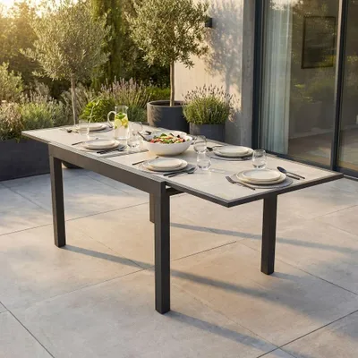 Immagine prodotto di Milani Home - tavolo da giardino allungabile, alluminio, 10 posti, antracite, piano 120 x 240 cm