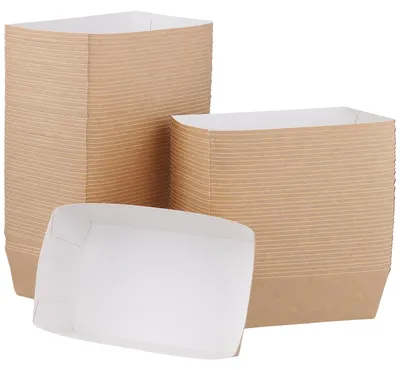 100 Currywurst-Schalen, Kraftpapier, 13x8x4 cm, Fingerfood-Boxen
