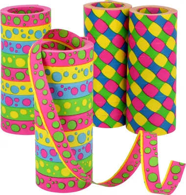 Produktbild von com-four® 4x XXL Luftschlangen Rollen, extra lang als Party Deko für Geburtstage - Papierschlangen für Silvester - 15 m, 9 Röllchen extra breit 14 mm