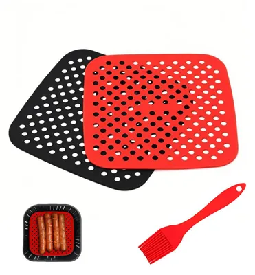 Silikonformen für Heißluftfritteuse, 2er-Set, quadratisch 21,5 cm
