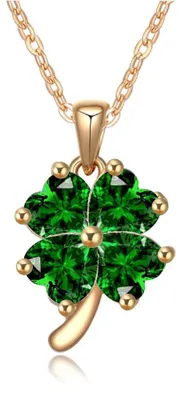 Produktbild von Crystalline Azuria Glücksklee Halskette Anhänger mit Grüner simulierter Smaragd