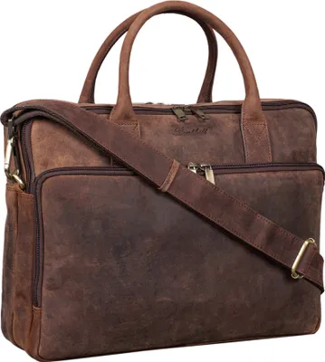 Produktbild von Benthill Laptoptasche Echt-Leder I Leder Umhängetasche für Laptop I Aktentasche für Notebook I Damen und Herren Tasche I Notebooktasche