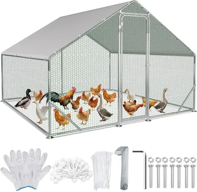 Immagine prodotto di Recinto esterno per polli - Recinto per polli - Recinto per conigli - Recinto per animali - Pollaio - Struttura in acciaio zincato